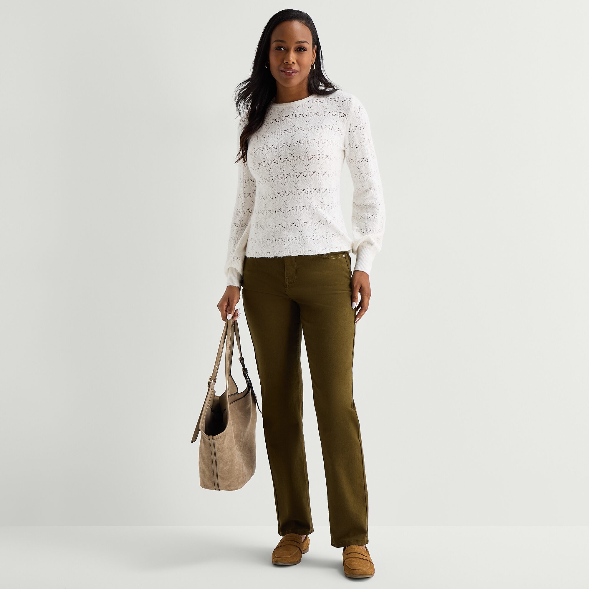 Liz Claiborne Womens Crew Neck Long Sleeve Pullover Sweater