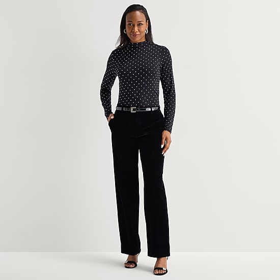 Liz Claiborne Womens Funnel Neck Long Sleeve Blouse