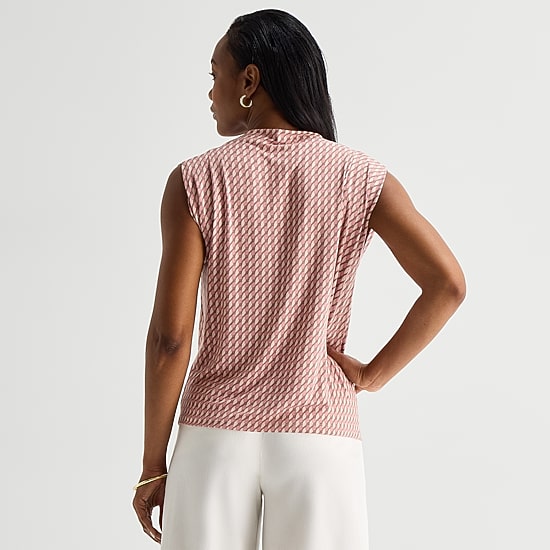 Liz Claiborne Womens Draped Neck Sleeveless Blouse