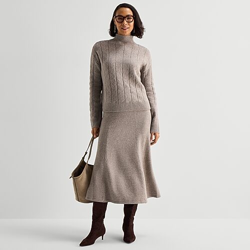 Liz Claiborne Womens High Rise Midi Sweater Knit Pencil Skirt, Xx-large, Beige