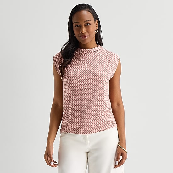 Liz Claiborne Womens Draped Neck Sleeveless Blouse