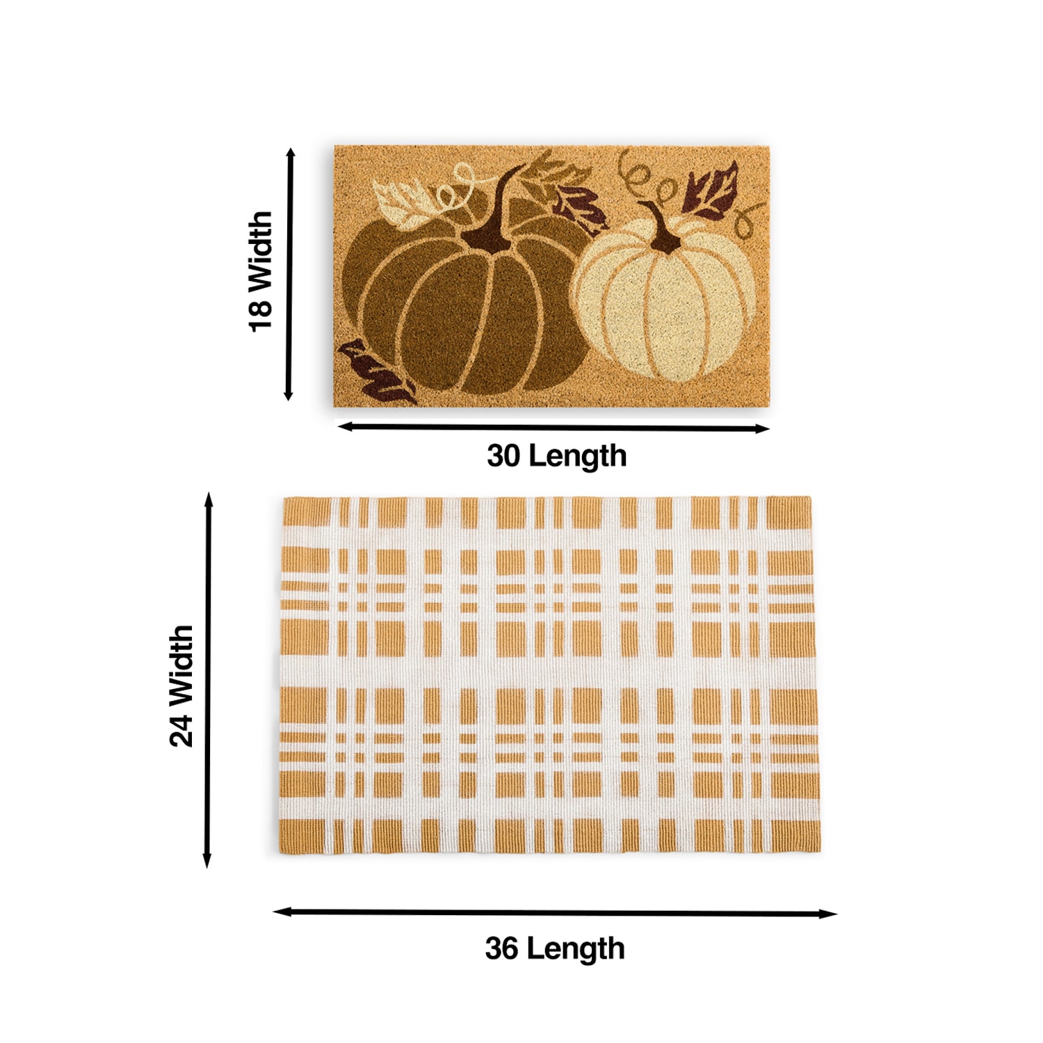 Layerings Neutral Pumpkin Layered 2pc Set 24"X36" Indoor Outdoor Rectangular Doormat