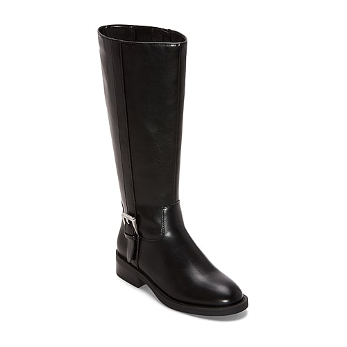 St. John's Bay Womens Tassie Block Wide Calf Heel Riding Boots In Black