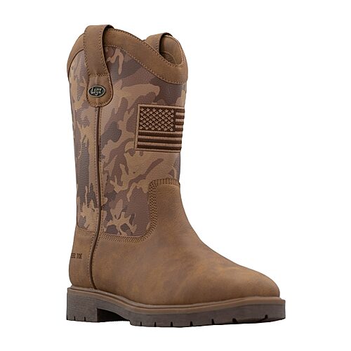 Lugz Mens Cowboss Steel Toe Block Heel Work Boots In Brown
