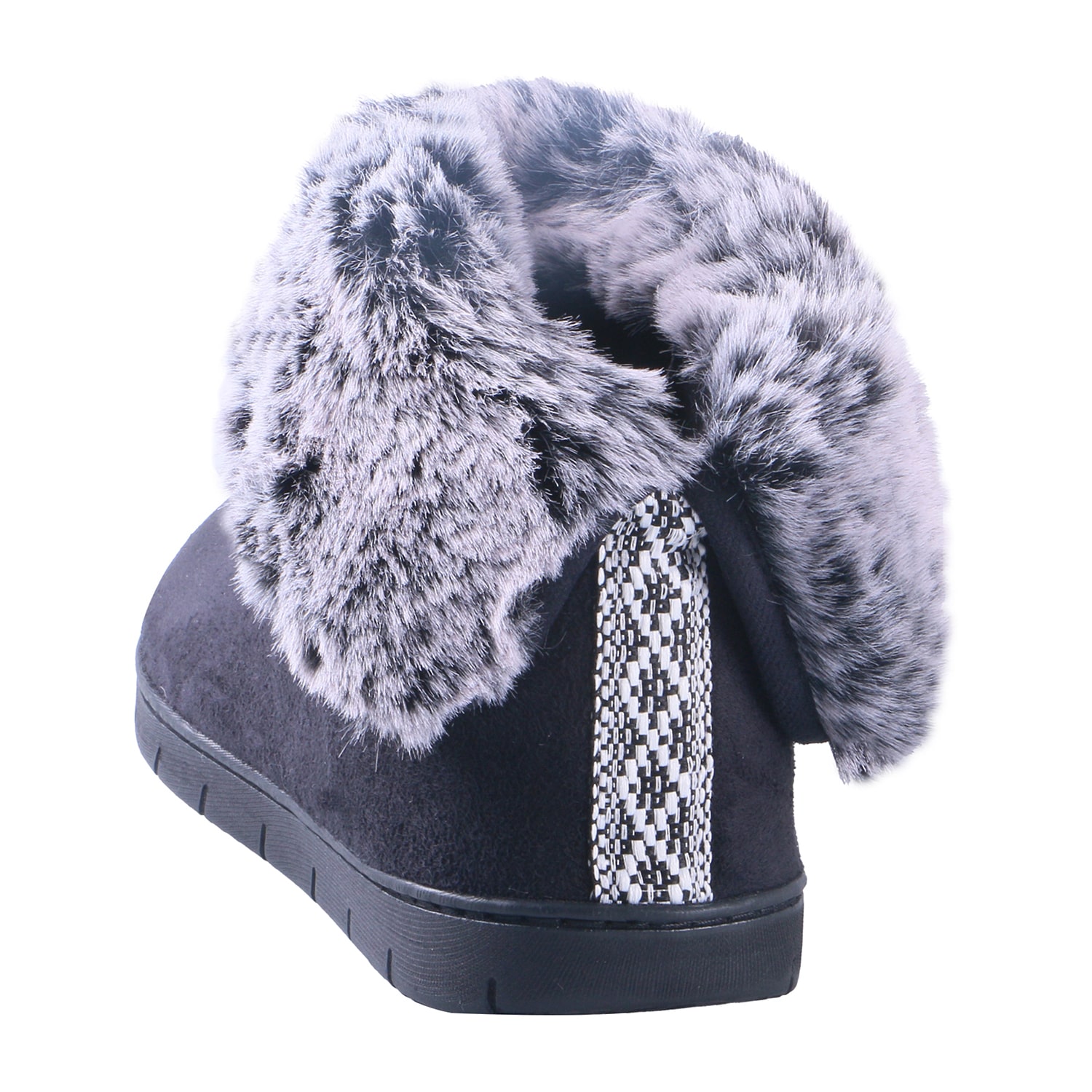 Isotoner Microsuede Bootie Womens Faux Fur Trim Slippers