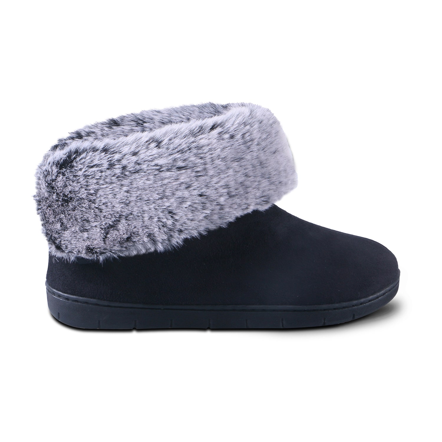 Isotoner Microsuede Bootie Womens Faux Fur Trim Slippers