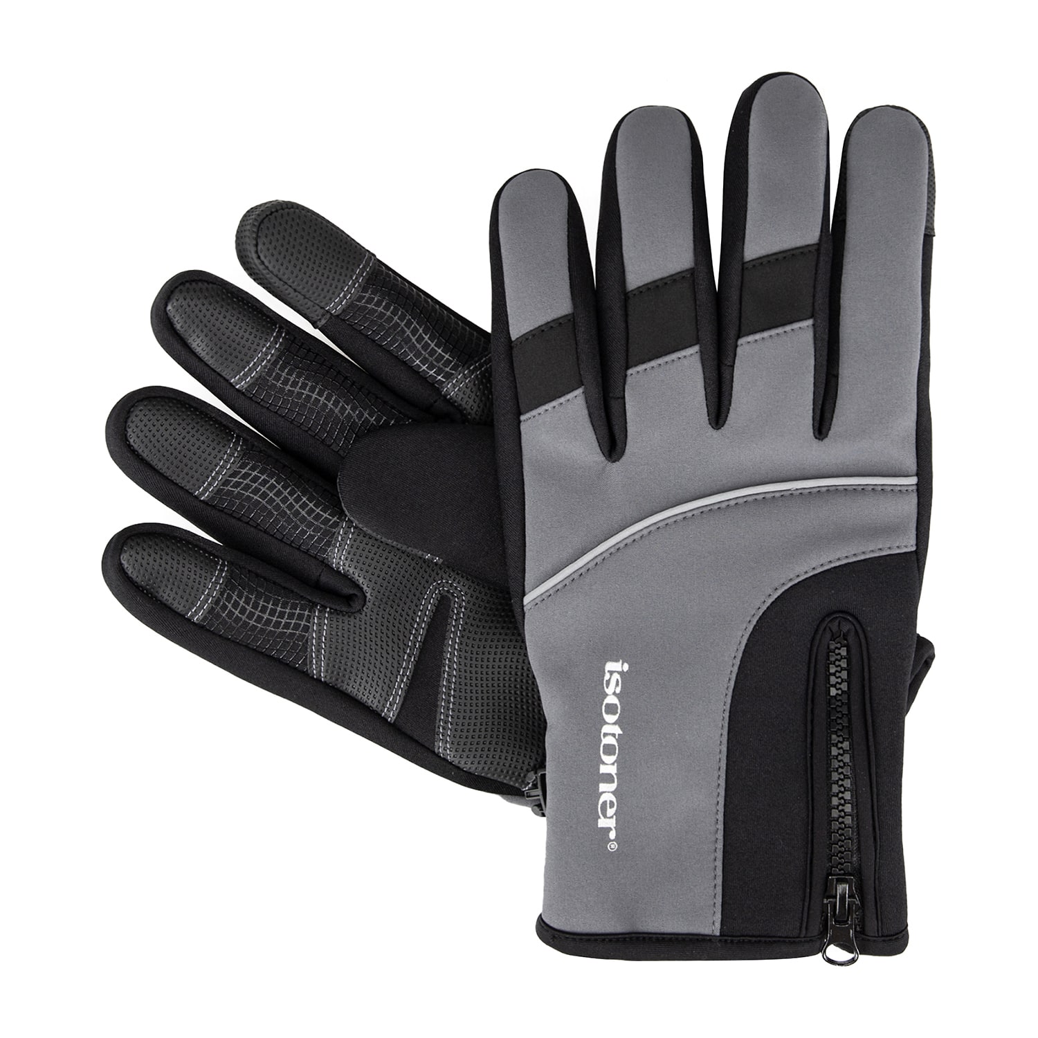 Isotoner Neoprene With Zipper​ Touch Screen Enabled Gloves