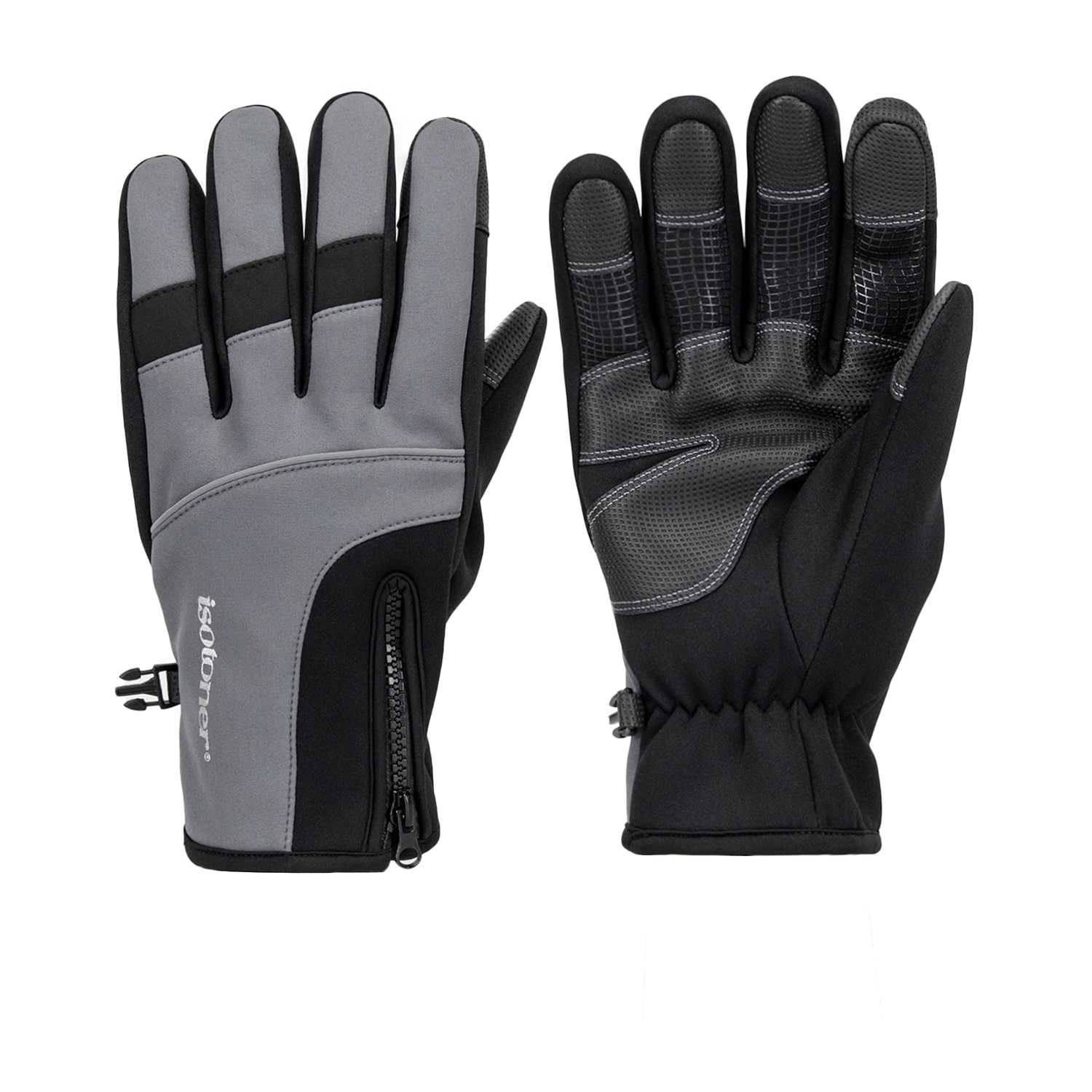 Isotoner Neoprene With Zipper​ Touch Screen Enabled Gloves