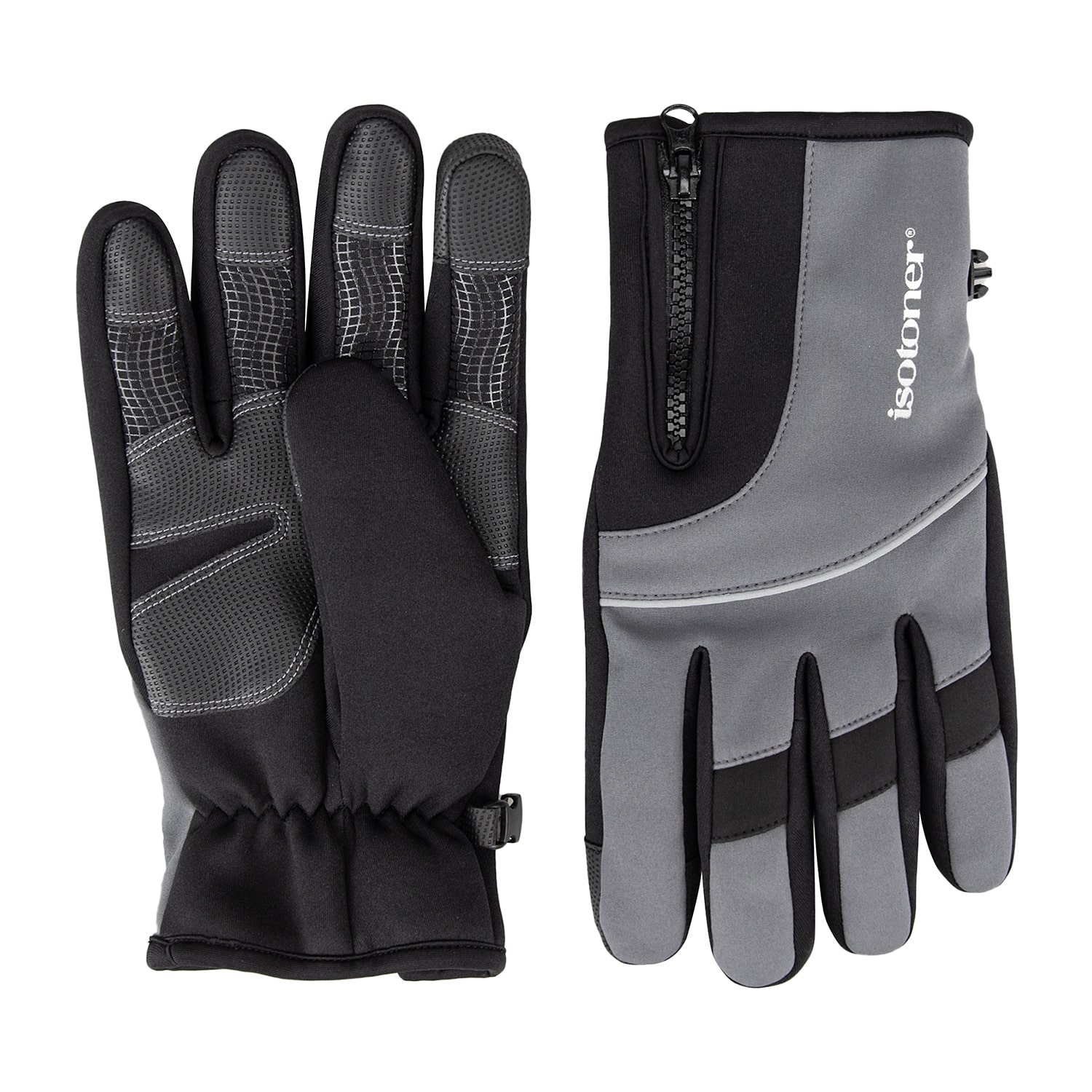 Isotoner Neoprene With Zipper​ Touch Screen Enabled Gloves