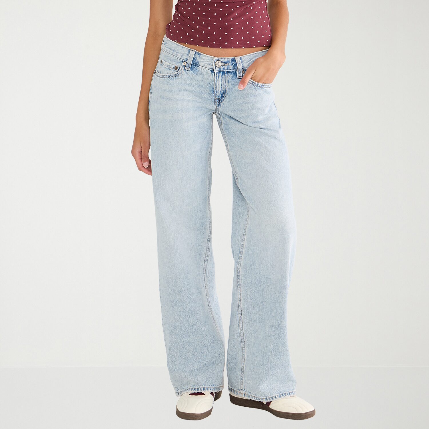 AEROPOSTALE Womens Juniors Low Rise Wide Leg Jean