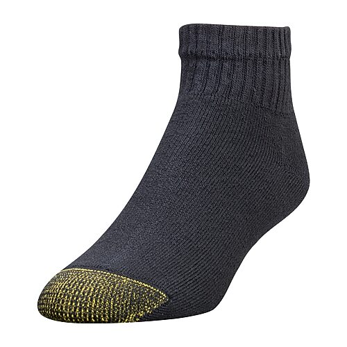 Gold Toe Athletic Sport Bonus Pack Mens 6+2 Pair Quarter Ankle Socks, 10-13, Black