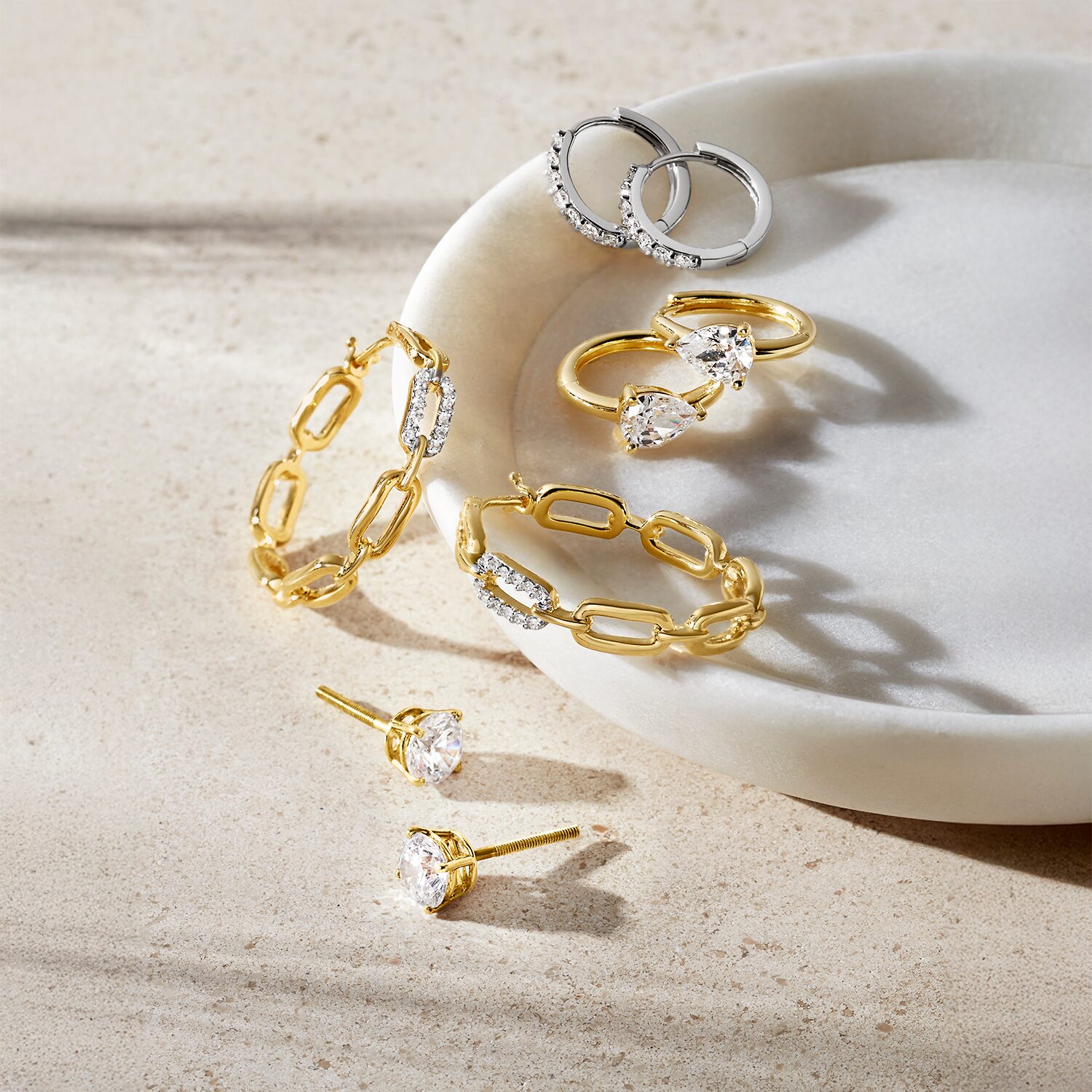 Diamond Addiction (G-H / Si2-I1) Womens 1/10 CT. T.W. Lab Grown White 14K Gold Over Silver 25.4mm Paperclip Hoop Earrings