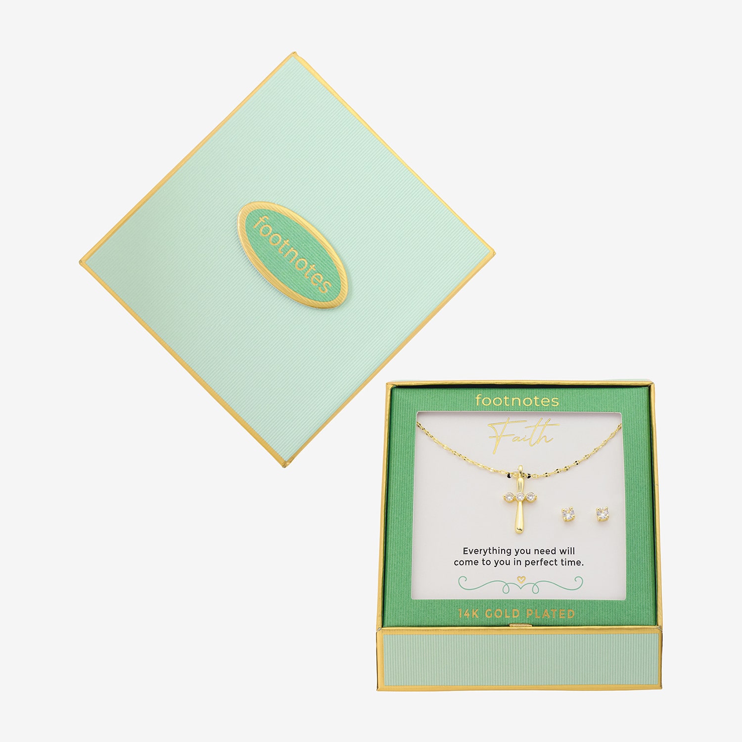 Footnotes Womens Cubic Zirconia Cross -pc. Necklace Set