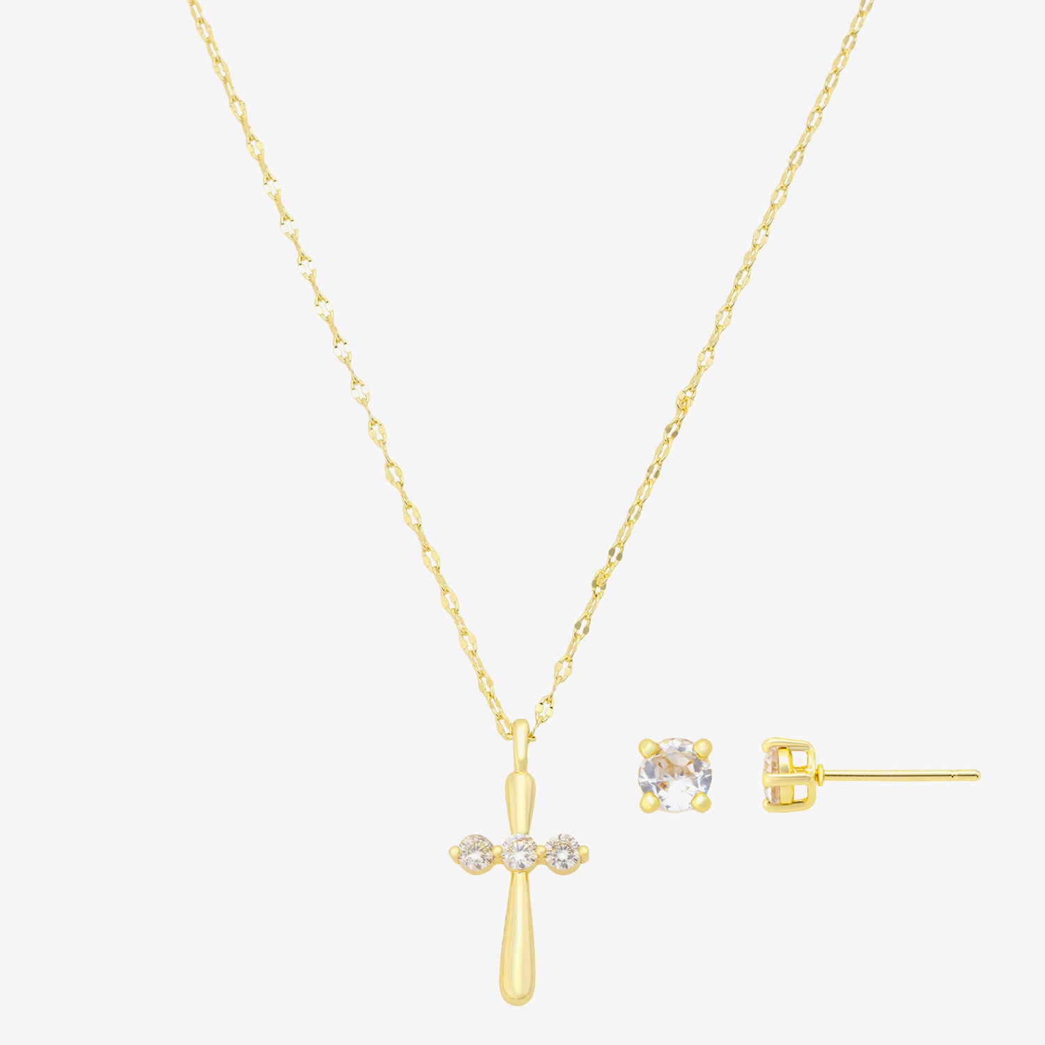 Footnotes Womens Cubic Zirconia Cross -pc. Necklace Set