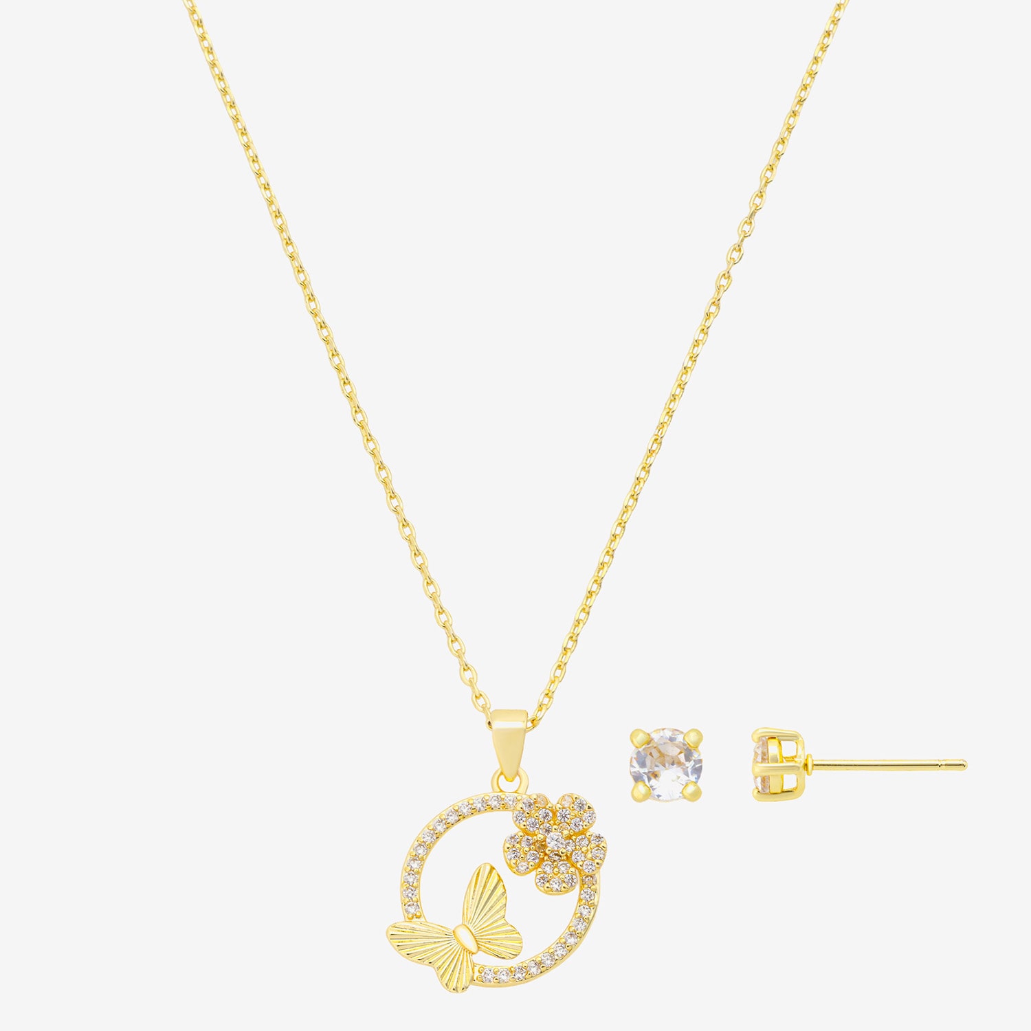 Footnotes Womens Cubic Zirconia Butterfly 2-pc. Necklace Set