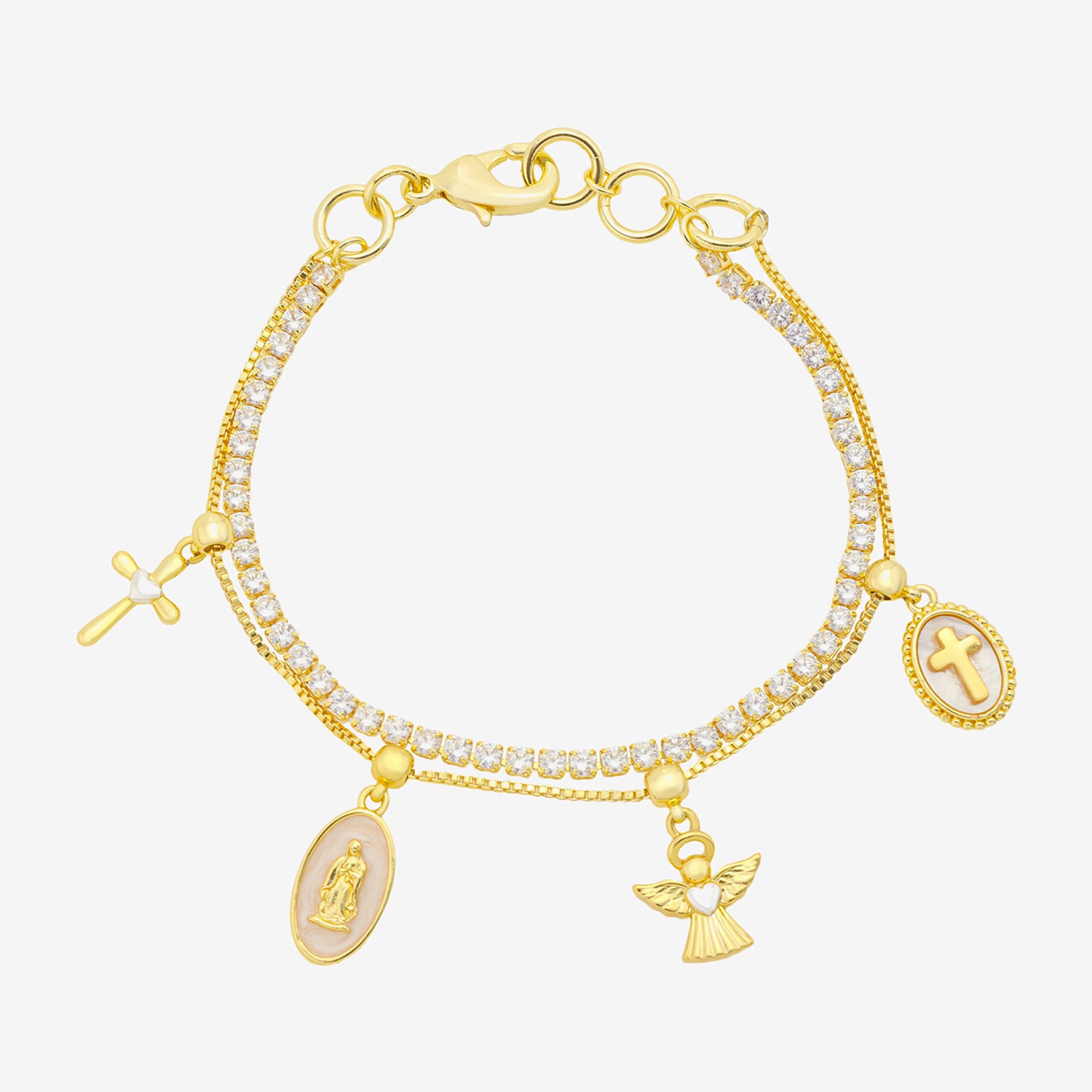 Footnotes Womens 9 3/4 Inch Box Cross Chain Bracelet