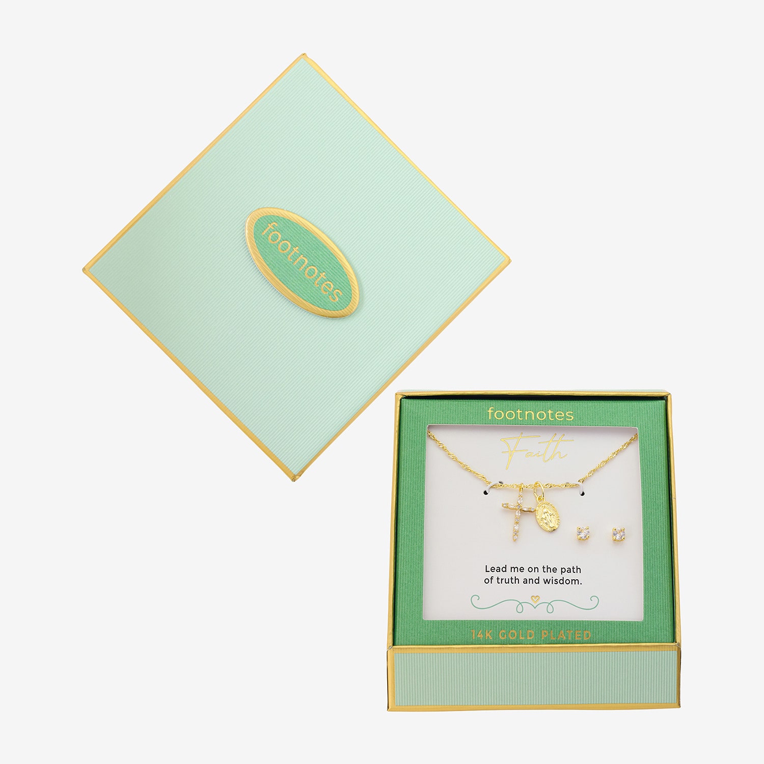 Footnotes Womens Cubic Zirconia Cross -pc. Necklace Set
