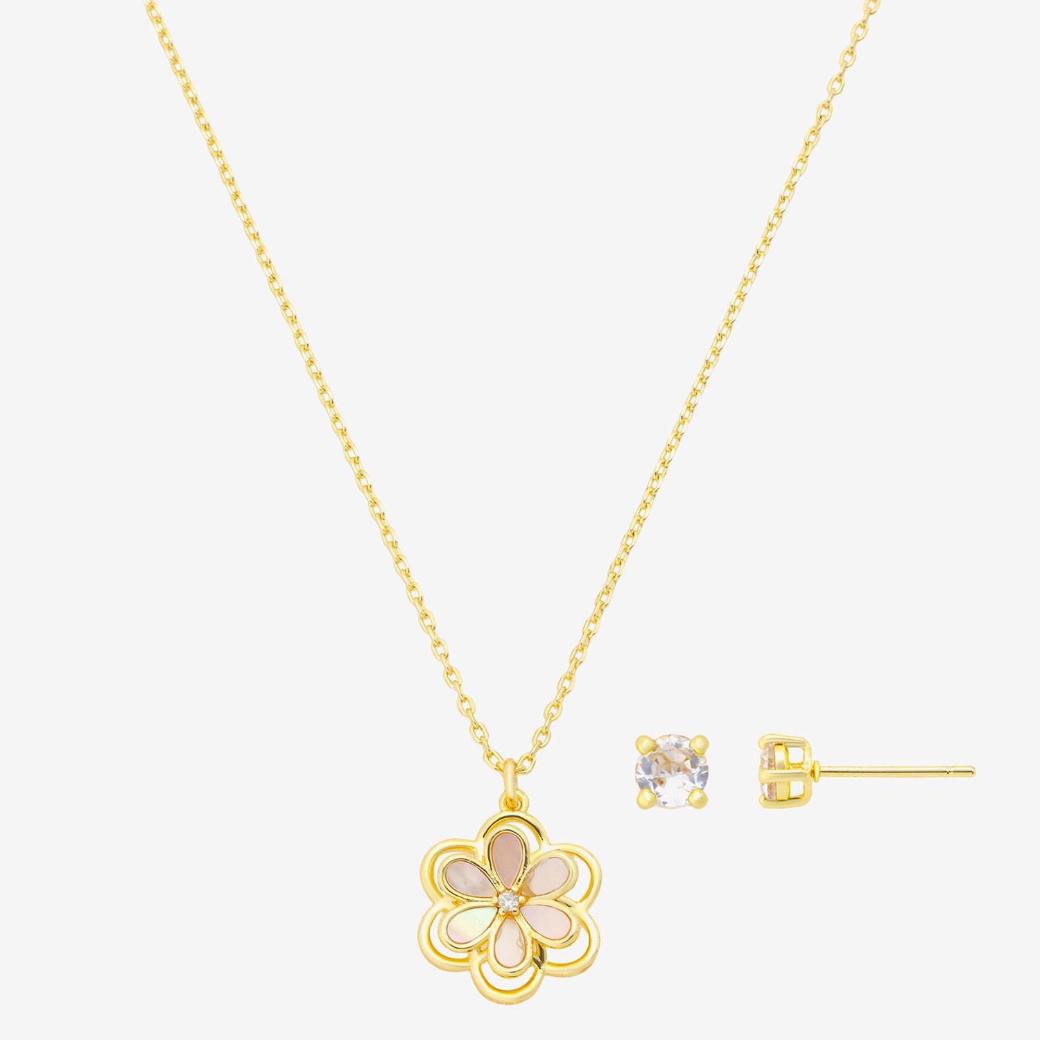 Footnotes Womens Cubic Zirconia Flower 3-pc. Necklace Set