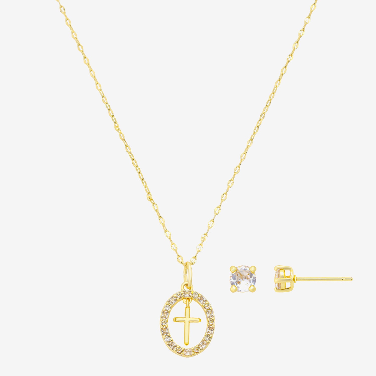Footnotes Womens Cubic Zirconia Cross 2-pc. Necklace Set