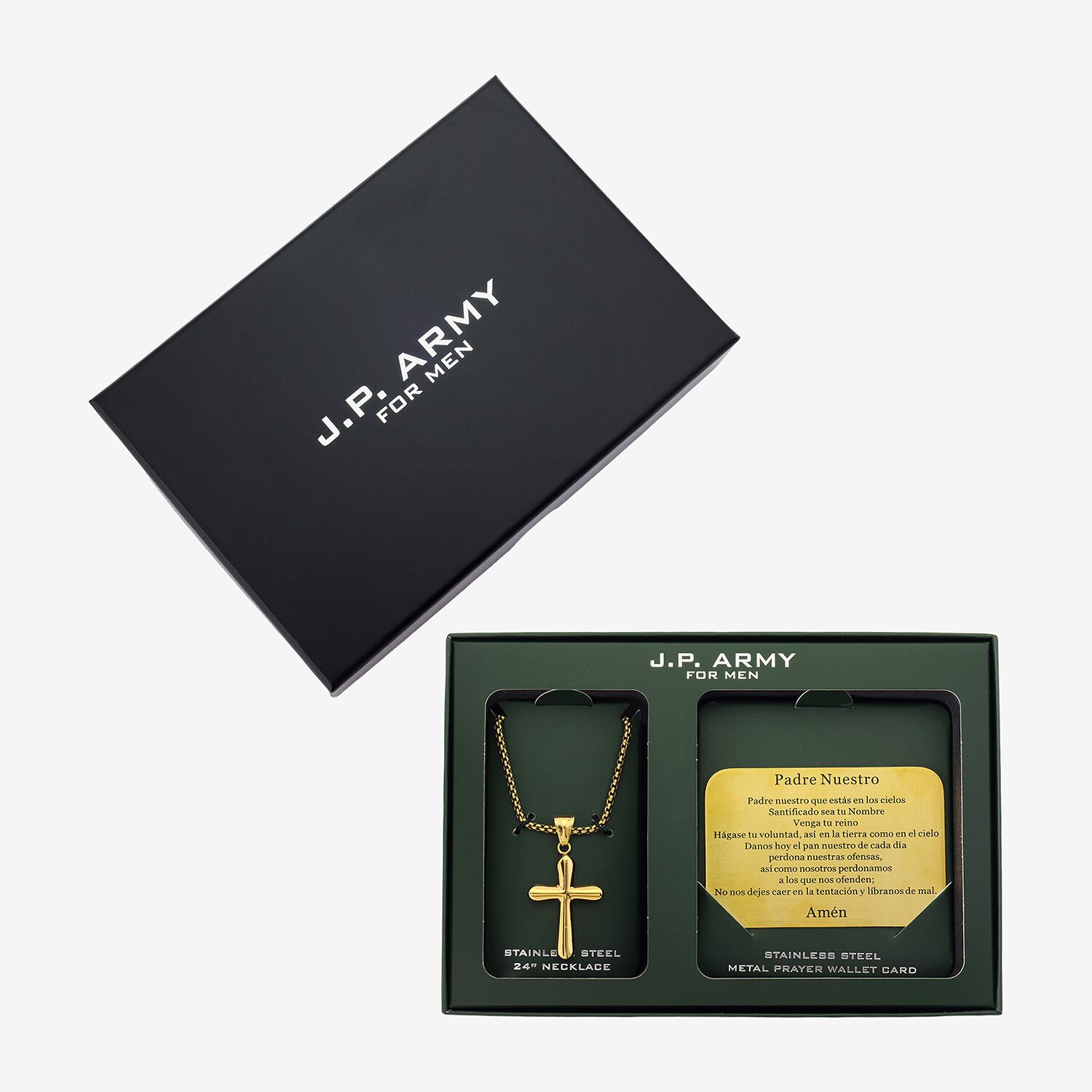 J.P. Army Mens Stainless Steel Cross 2-pc. Jewelry Set
