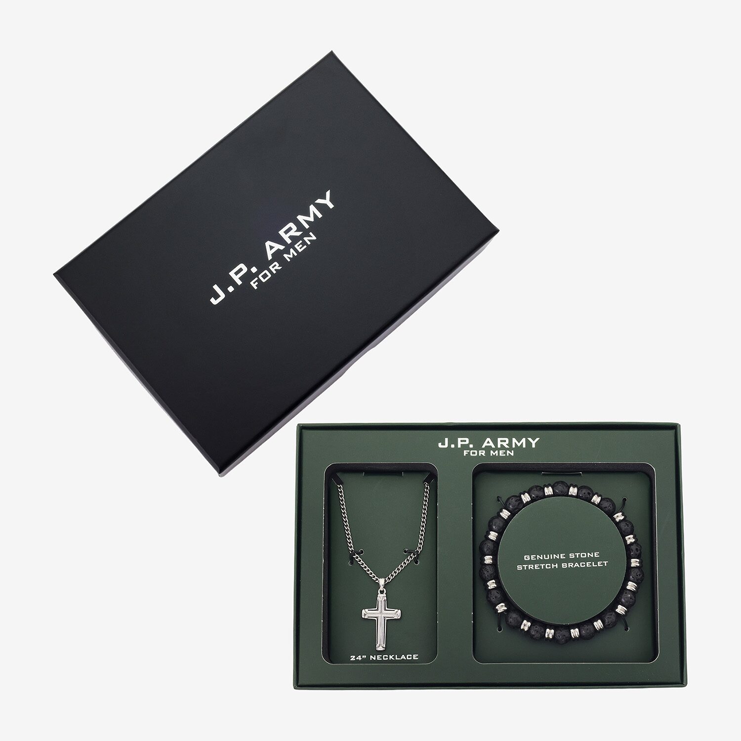 J.P. Army Mens Black Cross 2-pc. Jewelry Set
