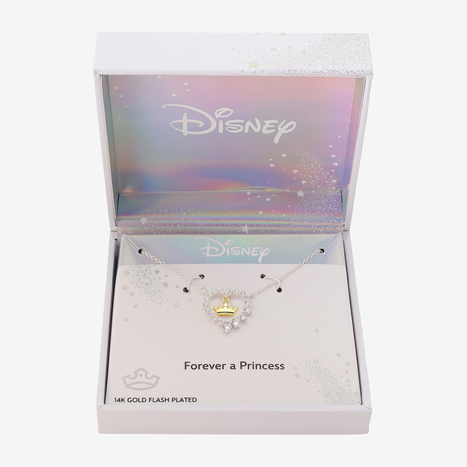 Disney Classics Womens Cubic Zirconia Heart Princess 16 Inch Pendant Necklace