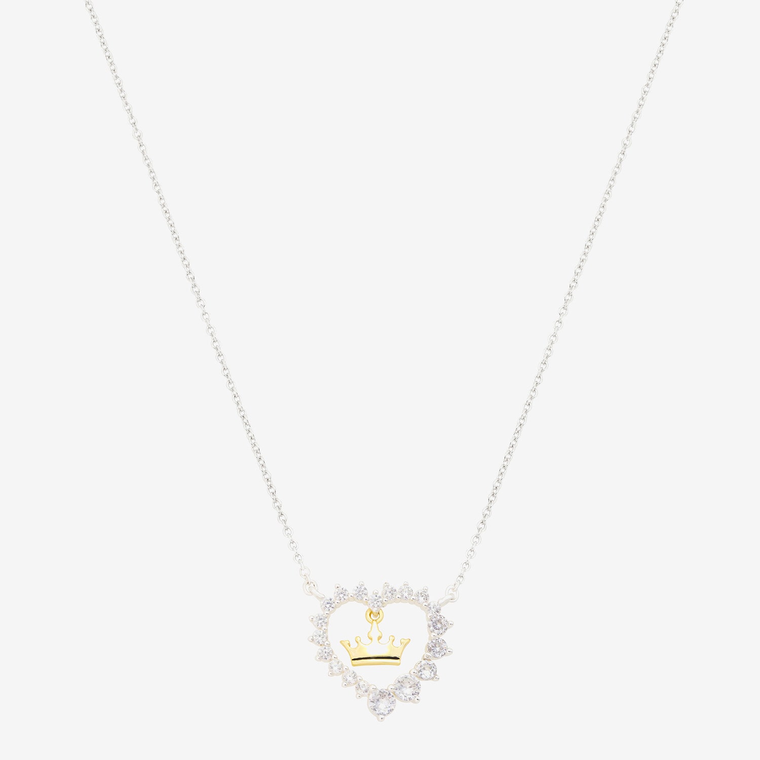 Disney Classics Womens Cubic Zirconia Heart Princess 16 Inch Pendant Necklace