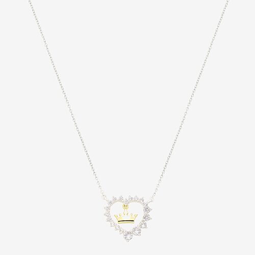 Disney Classics Womens Cubic Zirconia Heart 16 Inch Pendant Necklace In Yellow