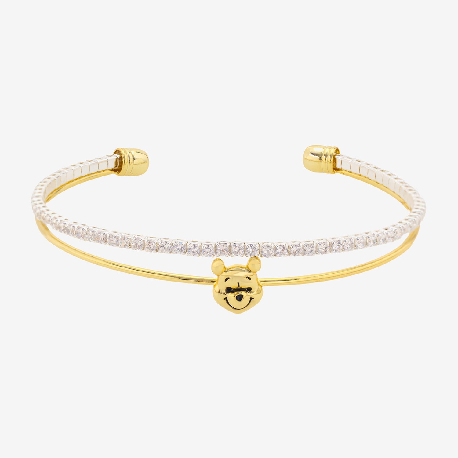Disney Classics Womens Cubic Zirconia Winnie The Pooh Cuff Bracelet