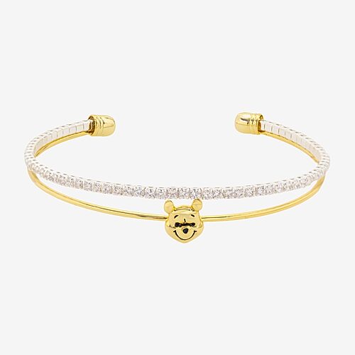 Disney Classics Womens Cubic Zirconia Winnie The Pooh Cuff Bracelet In Multiple Colors