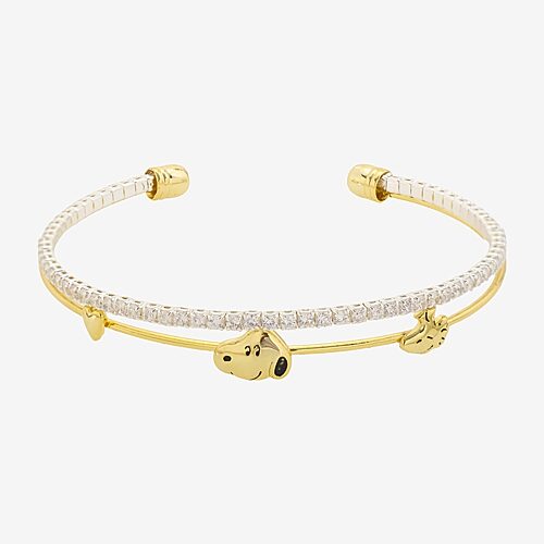 Disney Classics Womens Cubic Zirconia Snoopy Cuff Bracelet In Multiple Colors
