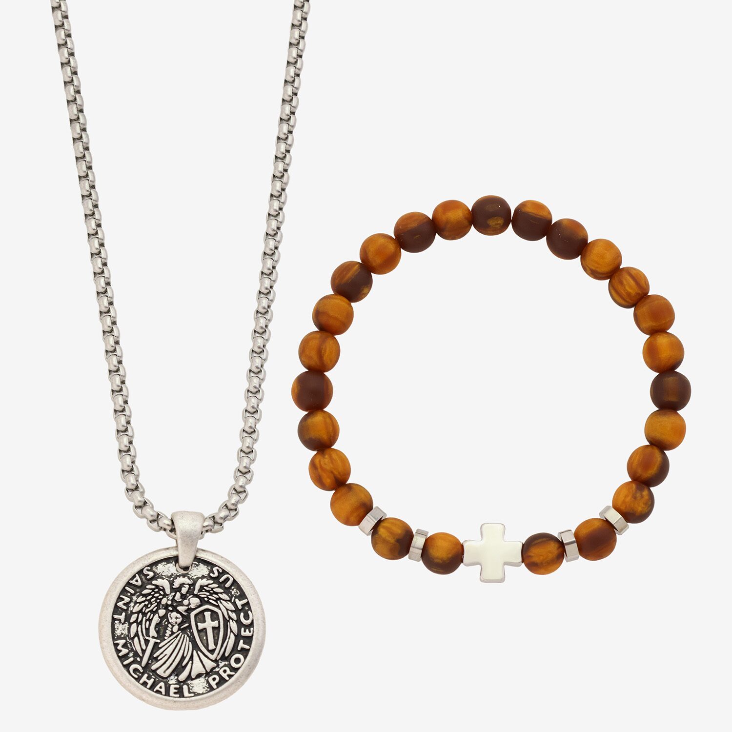 J.P. Army Mens Brown Cross 2-pc. Jewelry Set