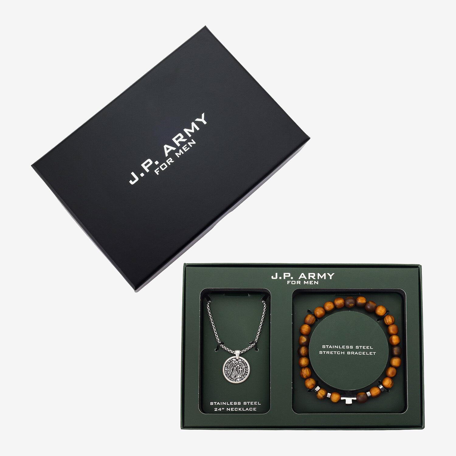 J.P. Army Mens Brown Cross 2-pc. Jewelry Set
