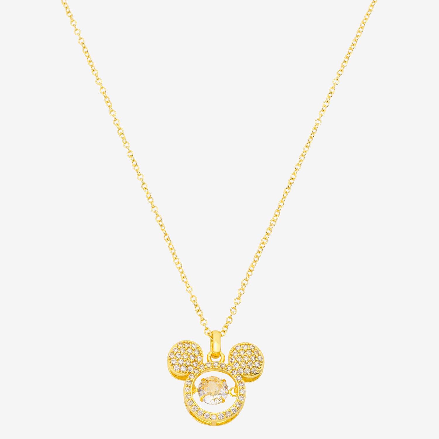 Disney Classics Womens Cubic Zirconia Mickey Mouse 16 Inch Pendant Necklace