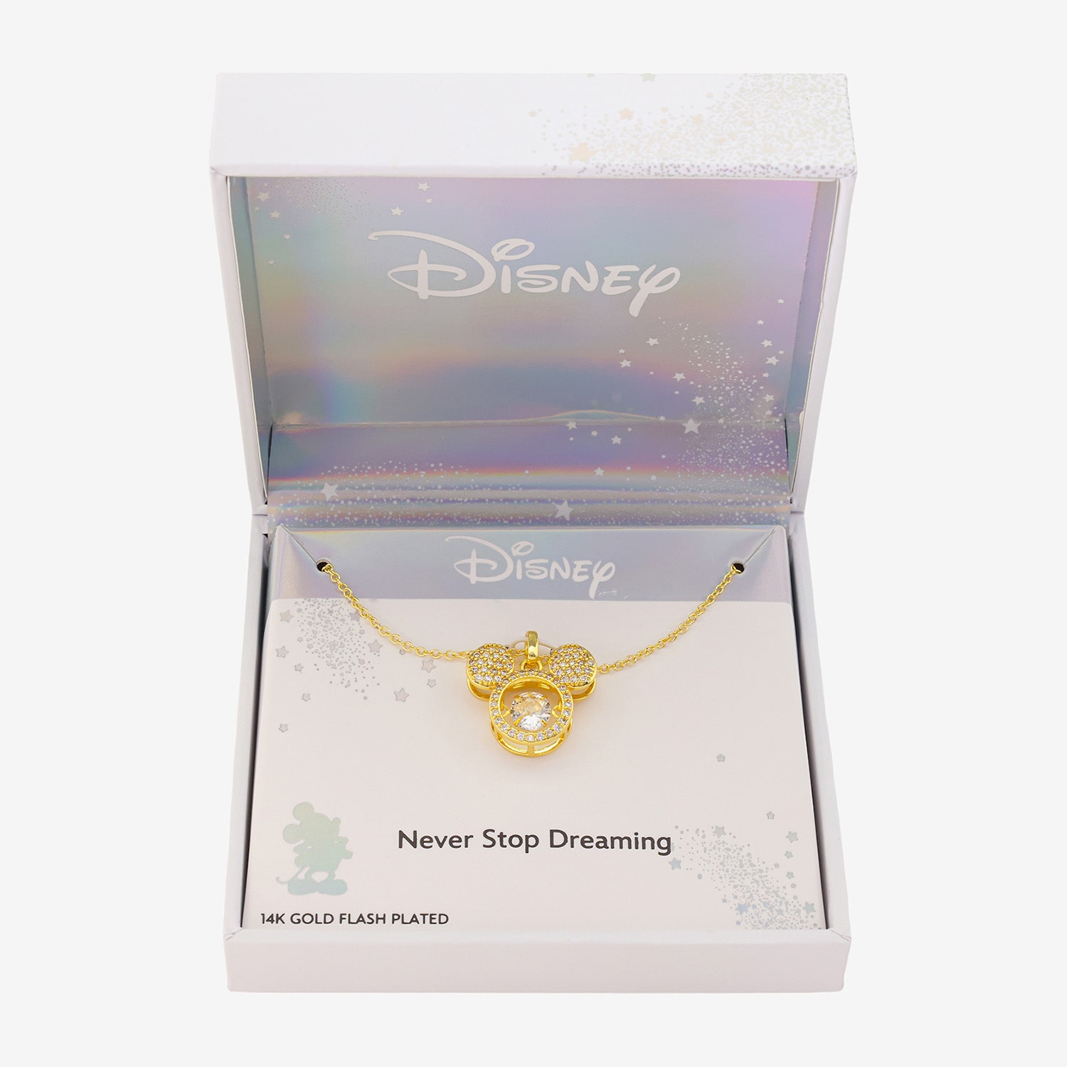 Disney Classics Womens Cubic Zirconia Mickey Mouse 16 Inch Pendant Necklace