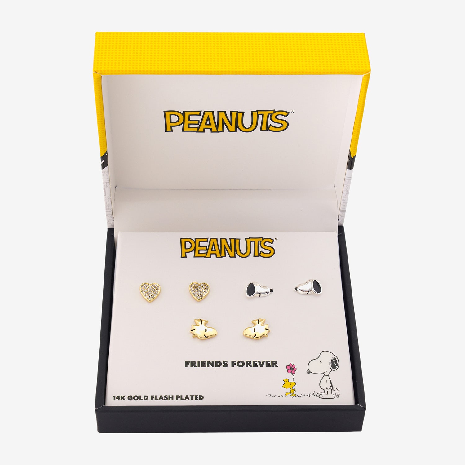 Disney Classics Womens Cubic Zirconia Peanuts 3 Pair Earring Set