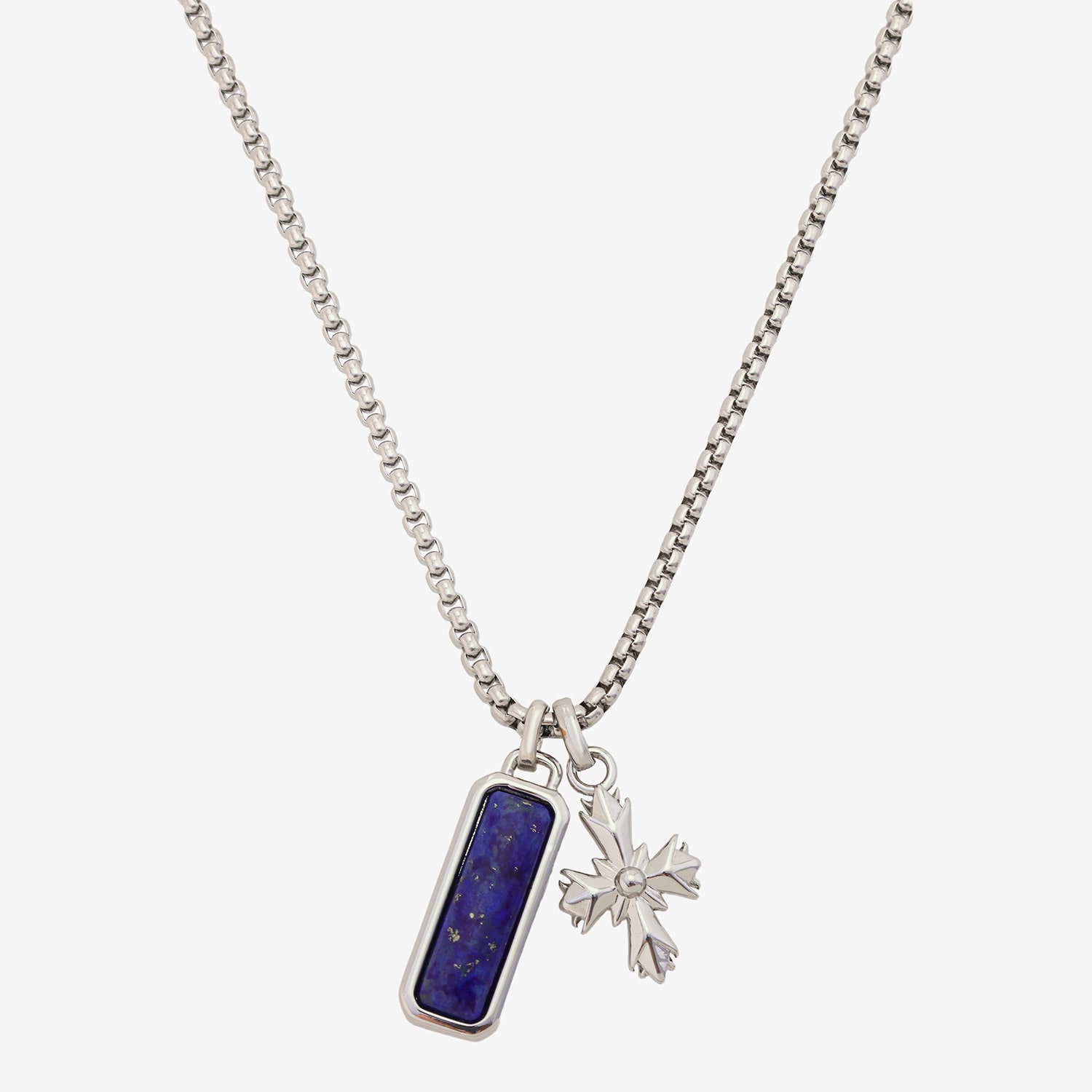 J.P. Army Mens Gray Lapis Stainless Steel Cross 24 Inch Pendant Necklace