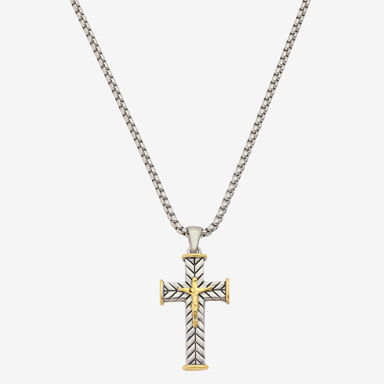 J.P. Army Womens Stainless Steel Cross 24 Inch Pendant Necklace