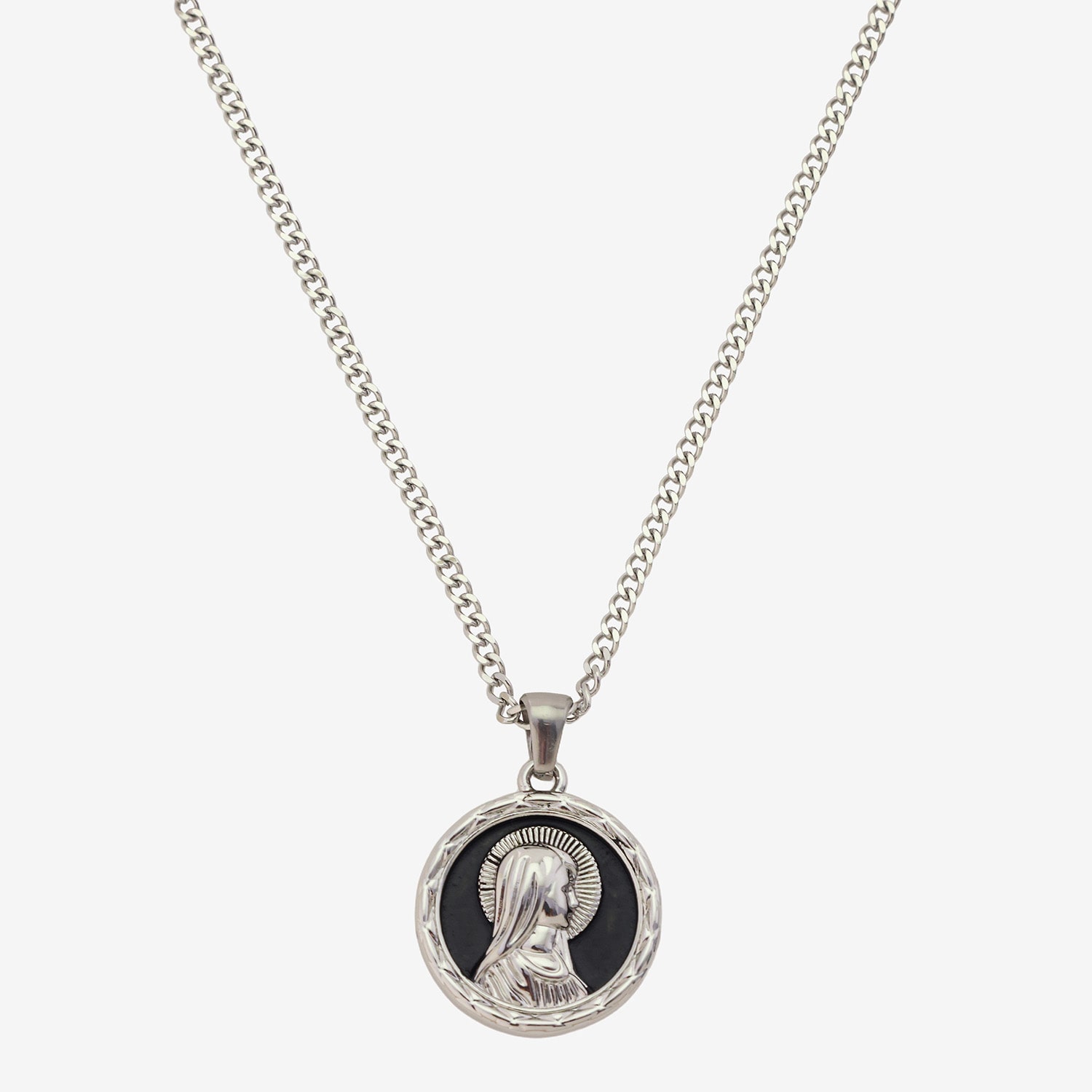 J.P. Army Mens Stainless Steel Round 20 Inch Pendant Necklace
