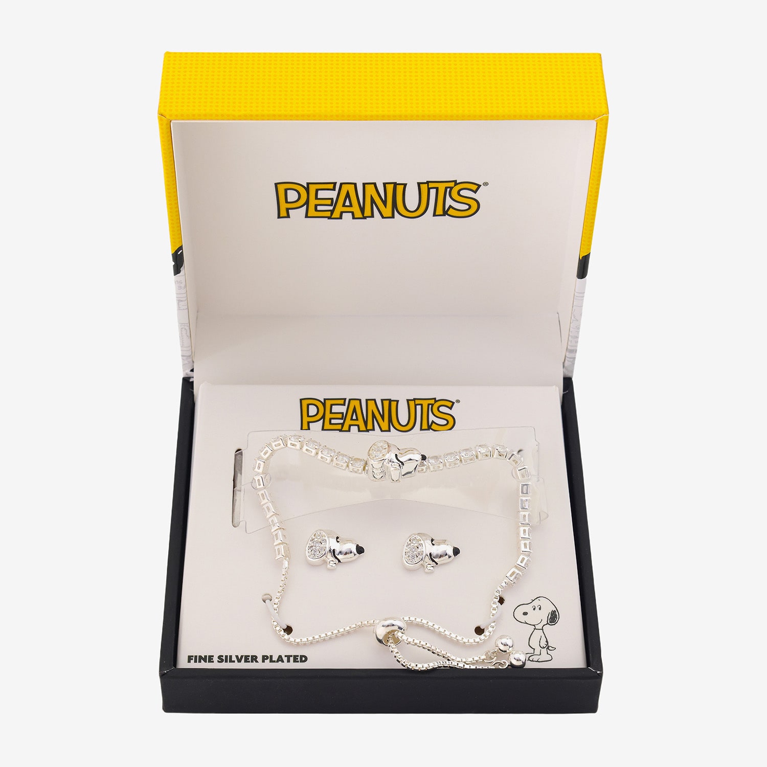 Disney Classics Womens Cubic Zirconia Pure Silver Over Brass Snoopy 3-pc. Jewelry Set