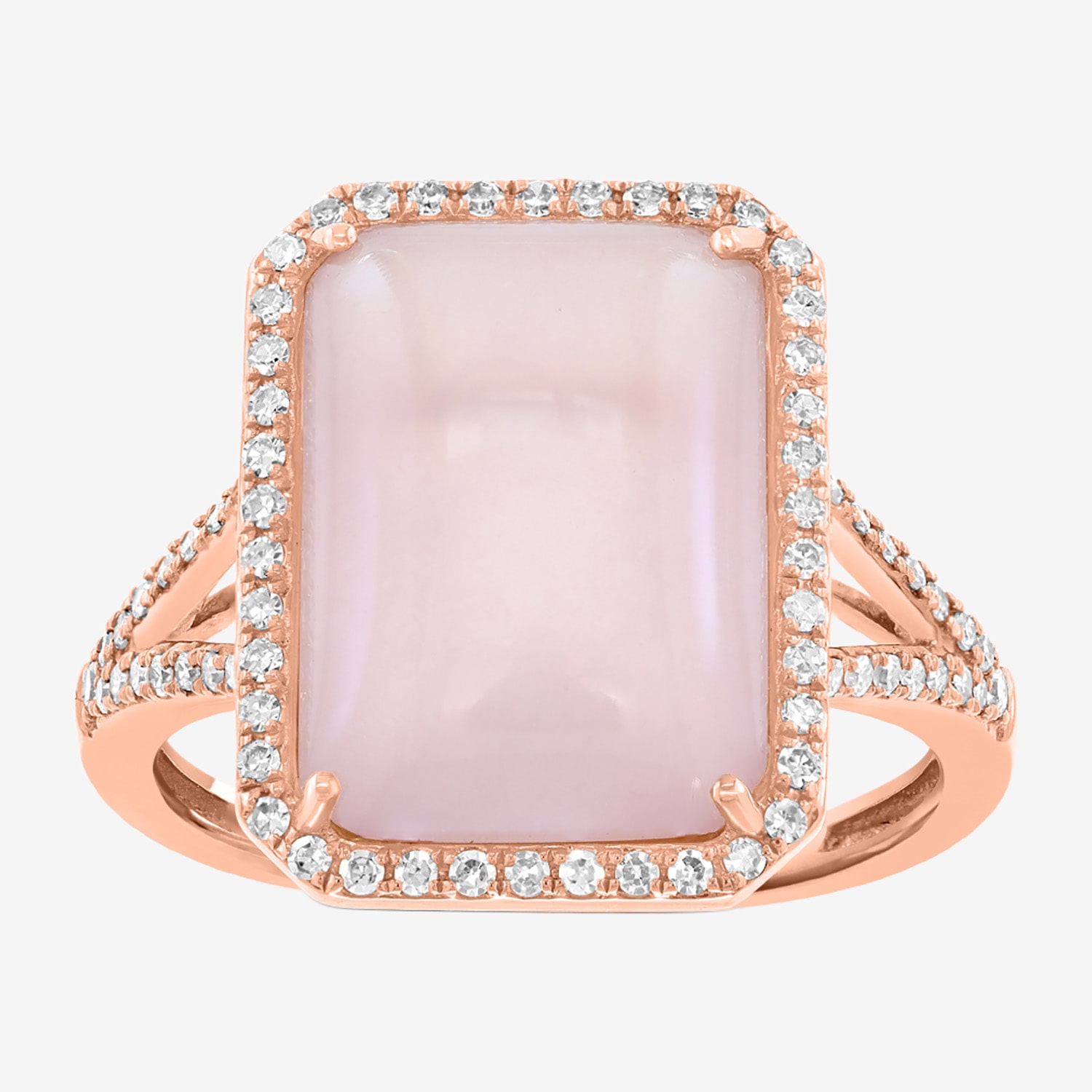 Effy Final Call Limited Quantities! Womens 1/4 CT. T.W. Genuine Pink Quartz 14K Rose Gold Halo Side Stone Cocktail Ring