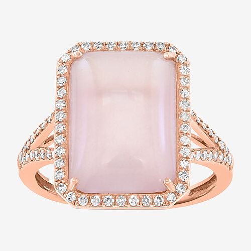 Effy Final Call Limited Quantities! Womens 1/4 Ct. T.w. Genuine Pink Quartz 14k Rose Gold Halo Side Stone Cocktail R
