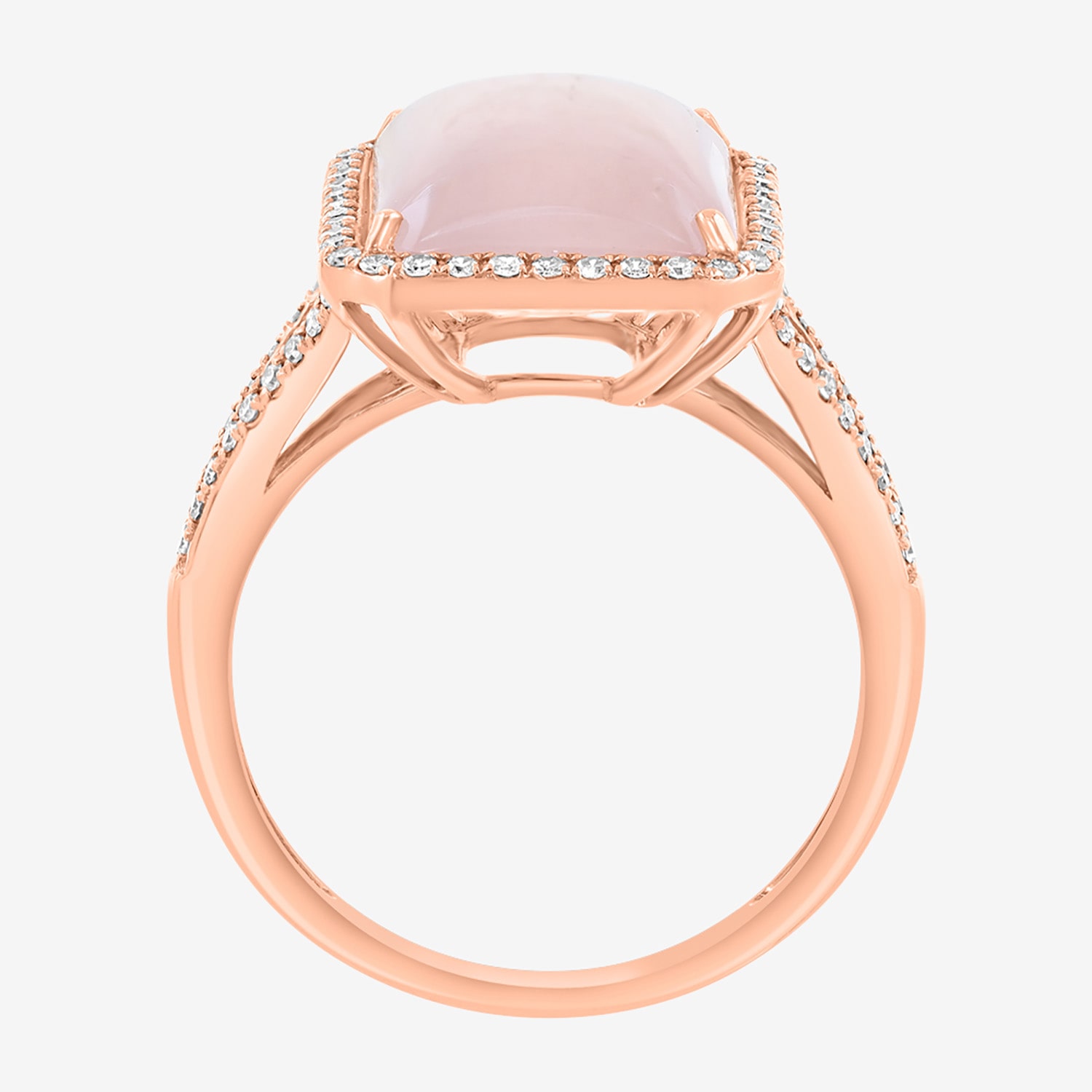 Effy Final Call Limited Quantities! Womens 1/4 CT. T.W. Genuine Pink Quartz 14K Rose Gold Halo Side Stone Cocktail Ring