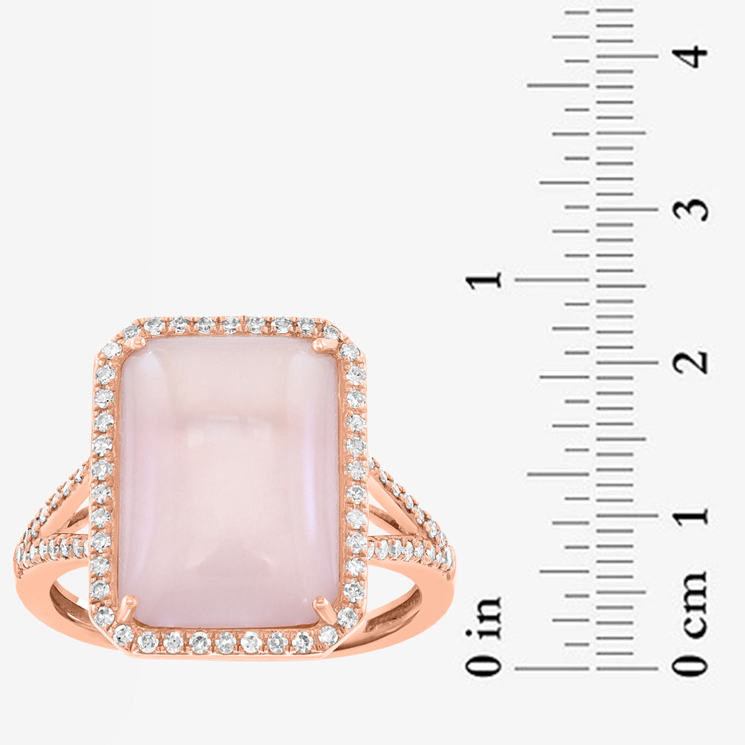 Effy Final Call Limited Quantities! Womens 1/4 CT. T.W. Genuine Pink Quartz 14K Rose Gold Halo Side Stone Cocktail Ring