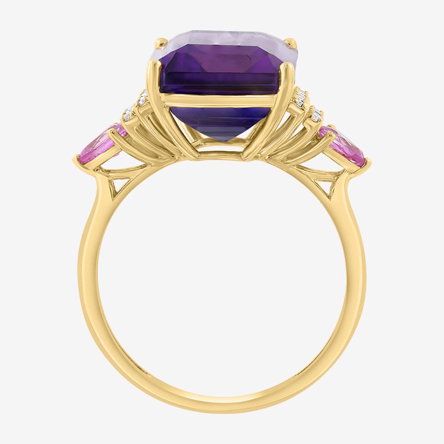 Effy Final Call Limited Quantities! Womens 1/ CT. T.W. Genuine Purple Amethyst 14K Gold Side Stone Cocktail Ring