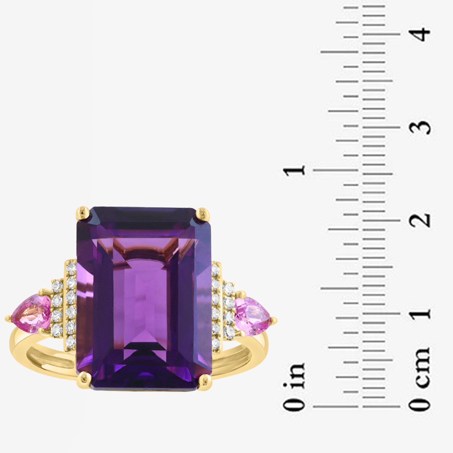 Effy Final Call Limited Quantities! Womens 1/ CT. T.W. Genuine Purple Amethyst 14K Gold Side Stone Cocktail Ring