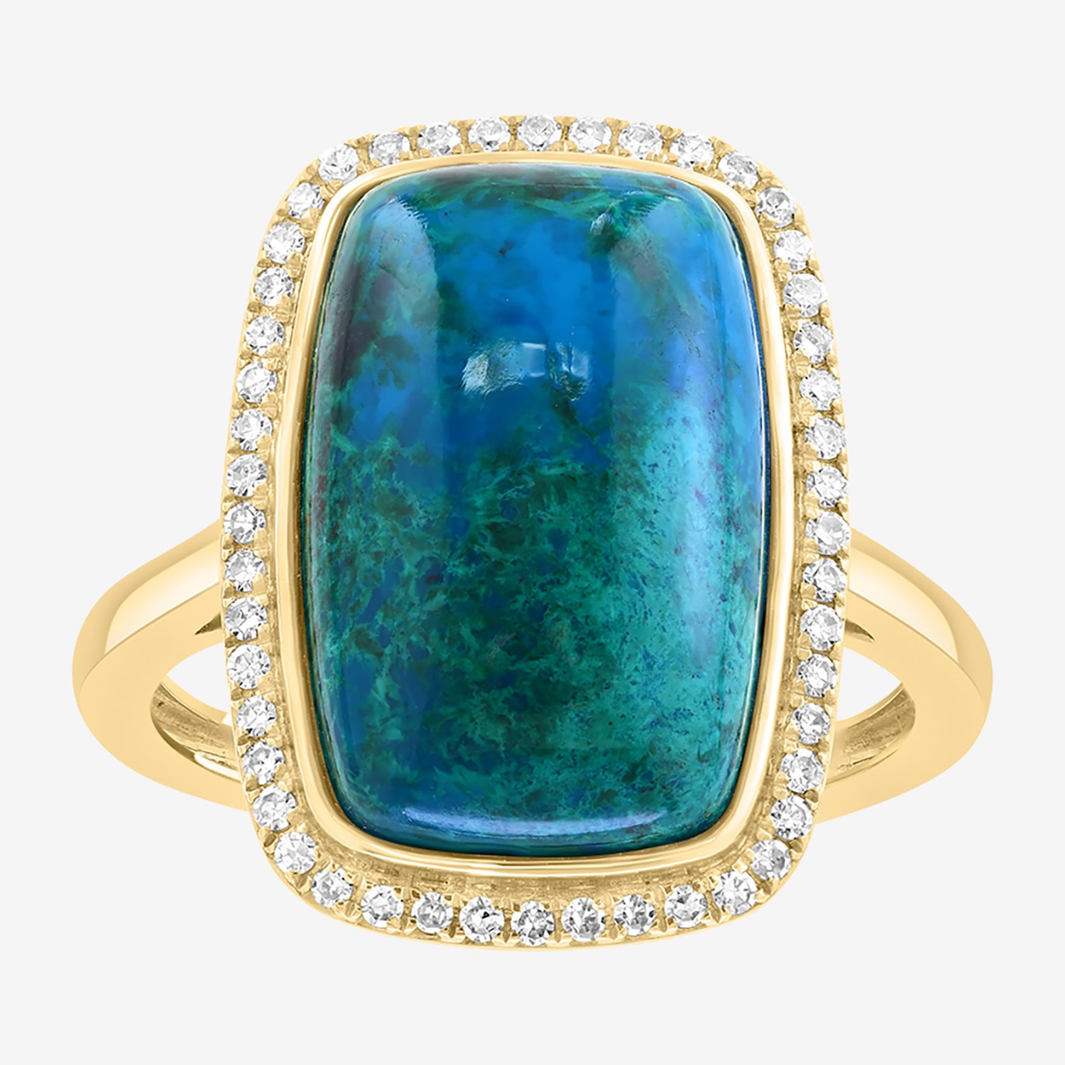 Effy Final Call Limited Quantities! Womens 1/5 CT. Genuine Blue Chrysocolla 14K Gold Cushion Halo Cocktail Ring
