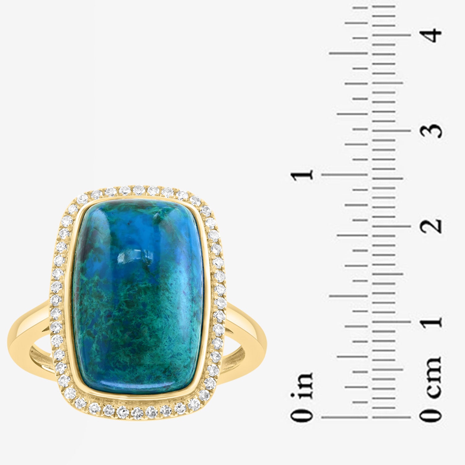 Effy Final Call Limited Quantities! Womens 1/5 CT. Genuine Blue Chrysocolla 14K Gold Cushion Halo Cocktail Ring