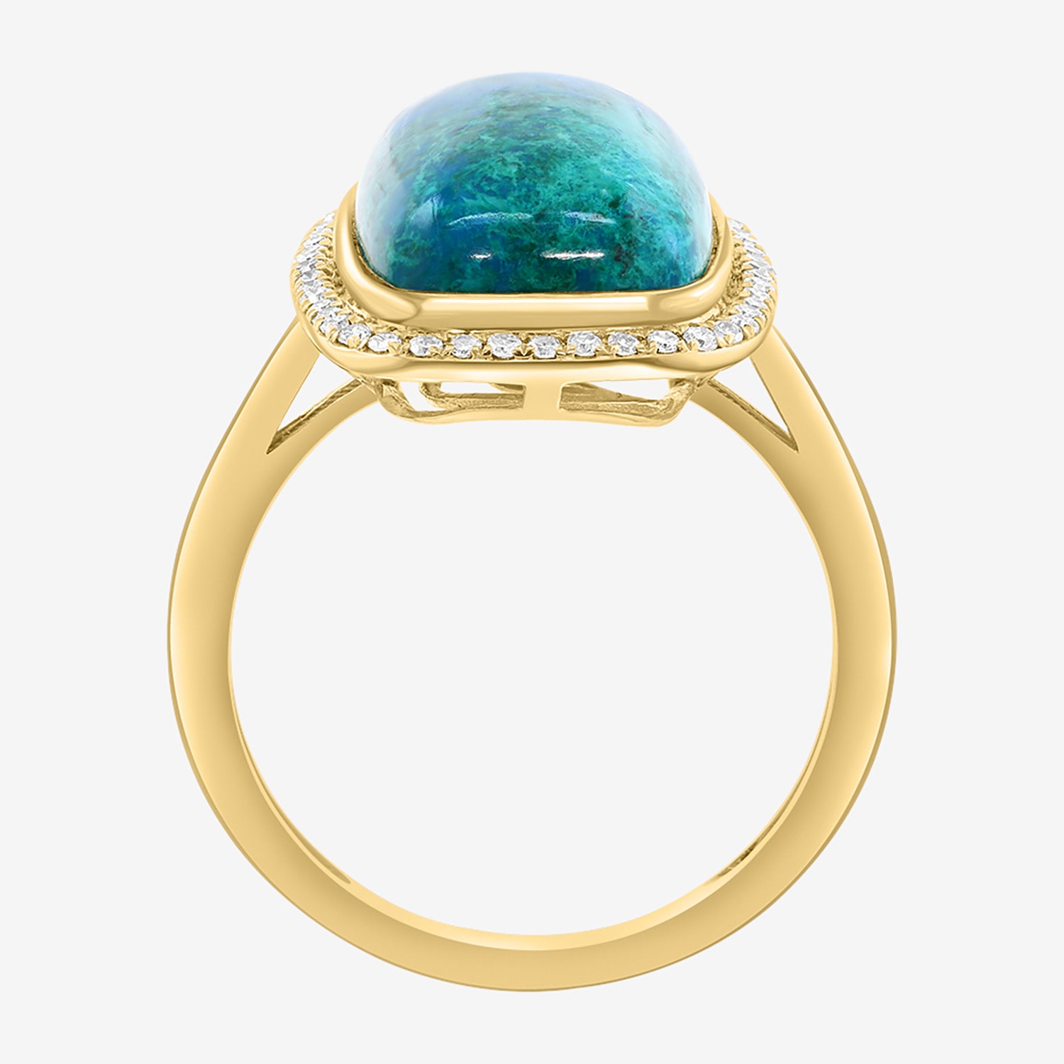Effy Final Call Limited Quantities! Womens 1/5 CT. Genuine Blue Chrysocolla 14K Gold Cushion Halo Cocktail Ring
