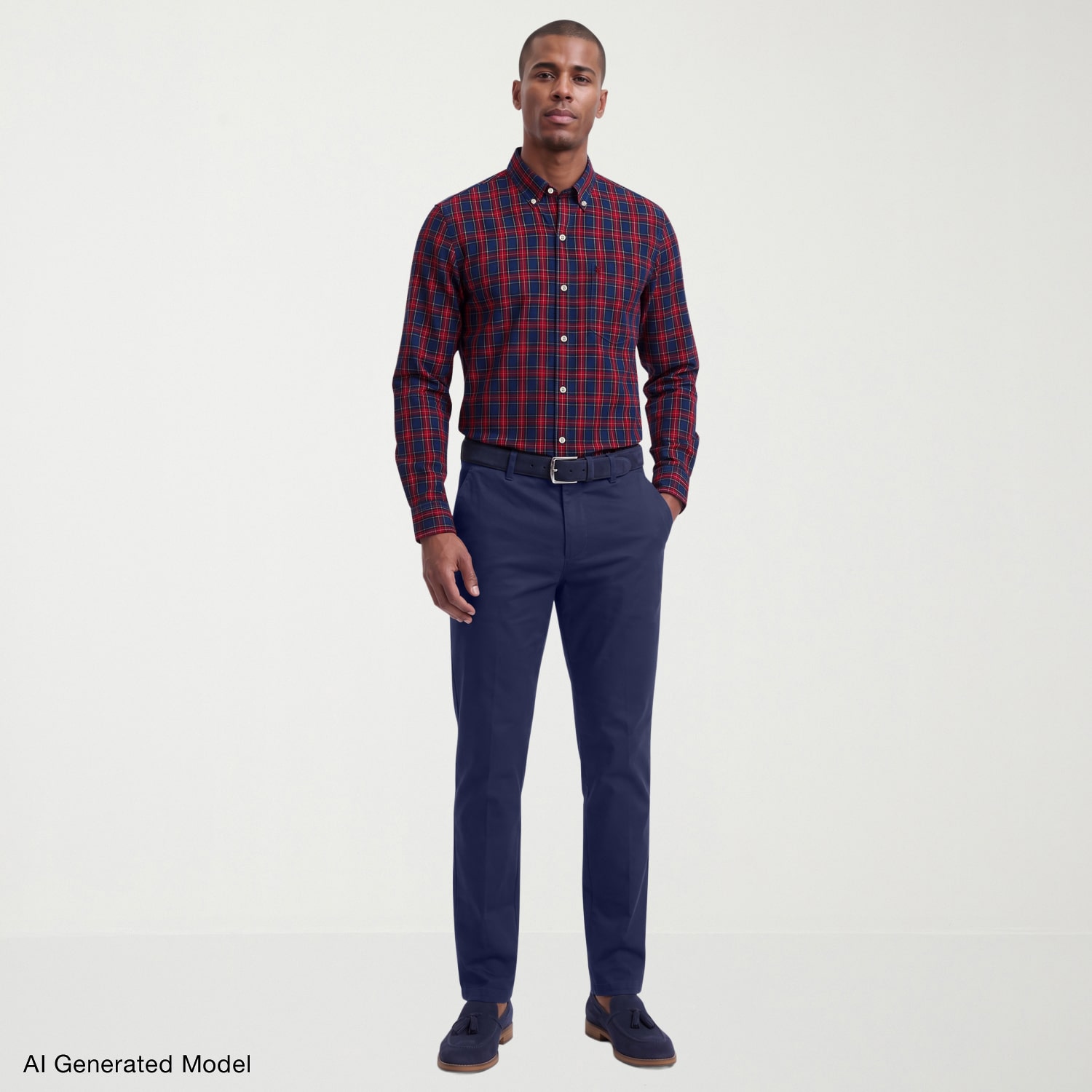IZOD Tartan Mens Long Sleeve Regular Fit Wrinkle Free Button-Down Shirt